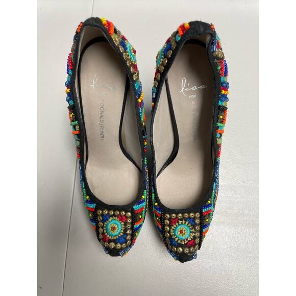 LISA FOR DONALD J. PLINER Alexis Beaded Platform Pump Size 7 Multicolor Slip-On - Picture 2 of 12